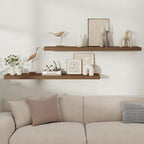 Fun Memories Floating Shelves for Wall, 48 Inch Long Set of 2 Rustic Wood Wall - Image 2