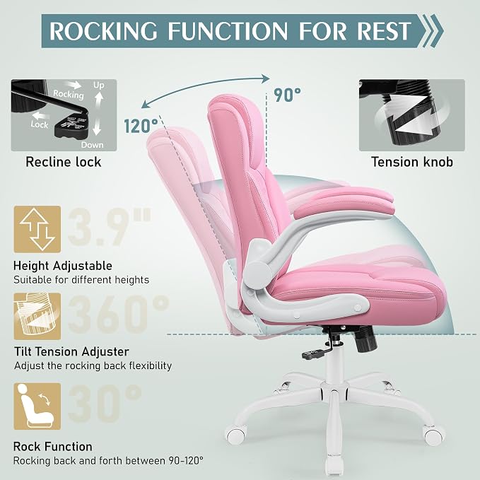 Leather Office Chair, PU Home Computer Desk Chairs - Image 7