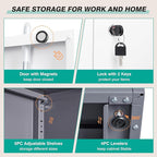 Metal Storage Cabinet with 2 Doors and 6 Shelves, Locking File Cabinet - Image 8