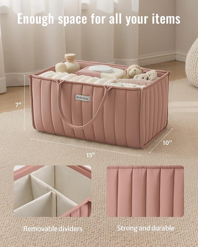 Blissful Diary Baby Diaper Caddy Organizer, Stylish Storage Basket - Image 4