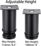 OwnMy 4PCS 4 Inch Furniture Legs Feets Metal Cabinet Legs, Adjustable Round - Image 4
