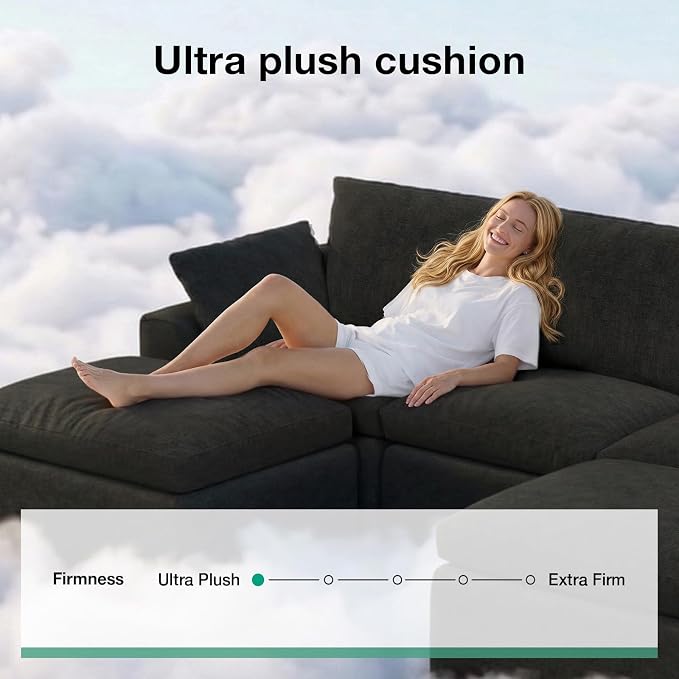 Novilla 133.8" Modular Cloud Couch, Modern Sectional Sofa - Image 4