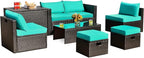 Tangkula 8 Piece Patio Furniture Set, Patiojoy Outdoor Space Saving PE Rattan by TANGKULA