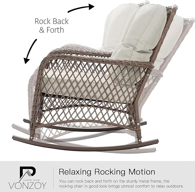 Patio Furniture Set 3 Pieces, Rocking Bistro Set - Image 3