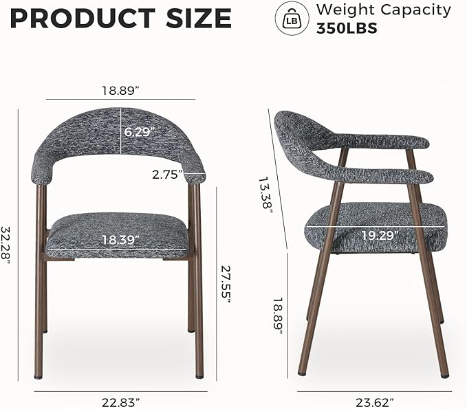 DUMOS Dining Chairs Set of 4, Linen Fabric Upholstered Kitchen Side Chairs - Image 2