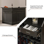 L-Shaped Home Bar Unit with Power Outlet, 4-Tier Corner Liquor Bar Cabinet with - Image 6