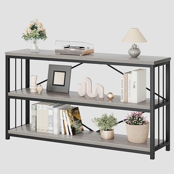 LVB Farmhouse Industrial Console Table, Wood Metal Foyer Entryway Sofa Tables - Image 10