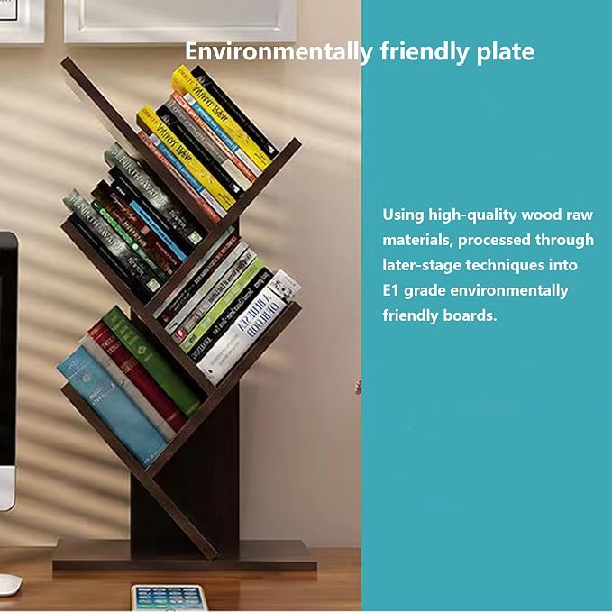 Godferyxin Book Tree Bookshelf, 5-Tier Wood Bookshelf Tree Bookcase - Image 8