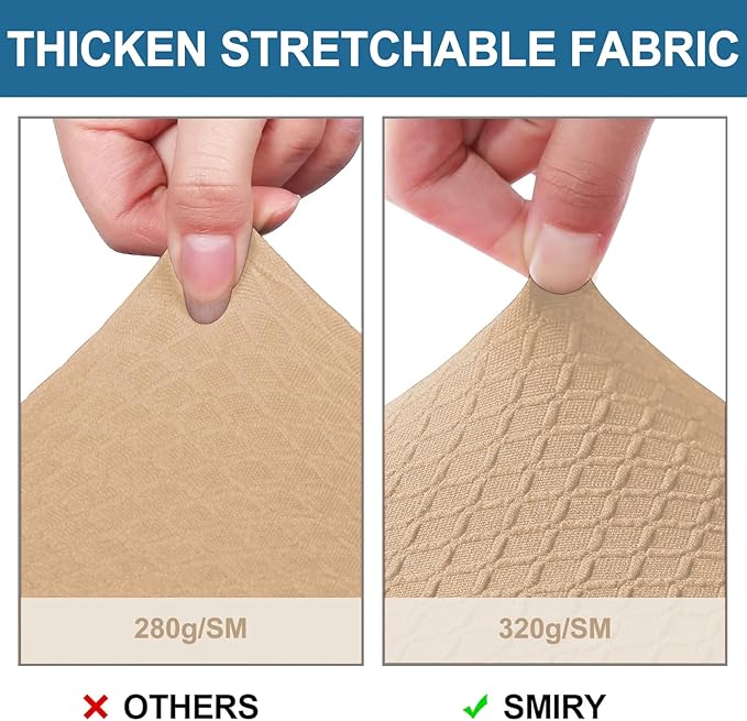 Smiry Waterproof Seat Covers for Dining Room Chairs Set of 4, Stretch Jacquard - Image 4