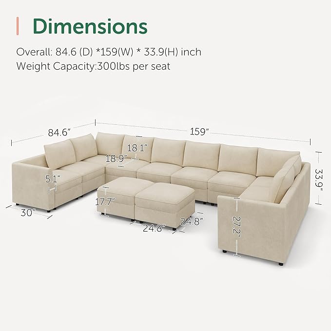 HONBAY Modular Sectional Sofa Sleeper Couch - Image 2
