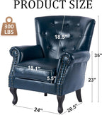 Modern Accent Chair Set of 2, Mid-Century PU Leather Armchair - Image 2