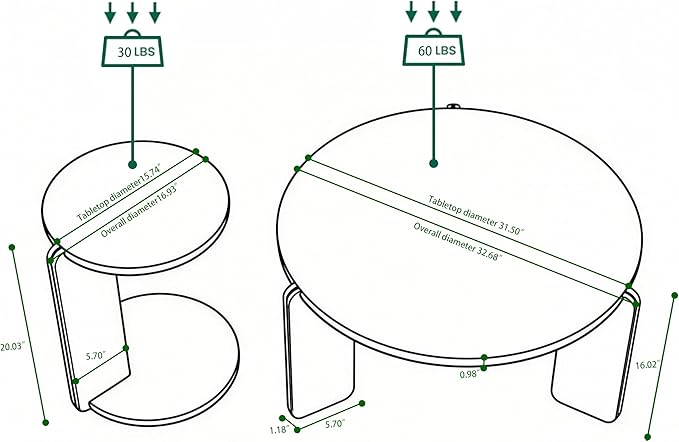 GDFStudio Round Nesting Coffee Table Set of 2, Modern Wooden Accent Side Table - Image 2