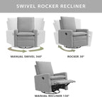 Oxford Baby Uptown Upholstered Glider Recliner Rocking Chair 360° Swivel - Image 4