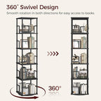 MAHANCRIS 5-Tier Rotating Bookshelf, Freestanding Corner Bookshelf, 360° - Image 4