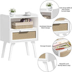 Lerliuo Rattan Nightstands Set of 2, Bedside Table - Image 8