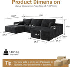 108" Sectional Couches for Living Room Cloud Couch Sofa - Image 2