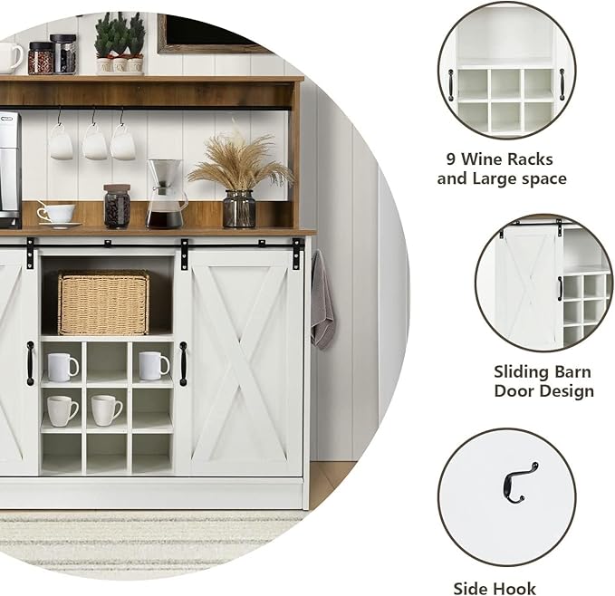4ever2buy Farmhouse Coffee Bar Cabinet - Image 3