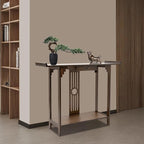 Chinese Style Vintage Console Table, 40In 2 Tiers Bamboo Sofa Consoles Table - Image 7