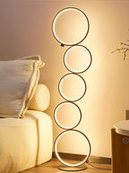 NUÜR Modern 5-Ring LED Floor Lamp, 43.3" Artistic Nesting Circle Standing Lamp by NU%C3%9CRLightning