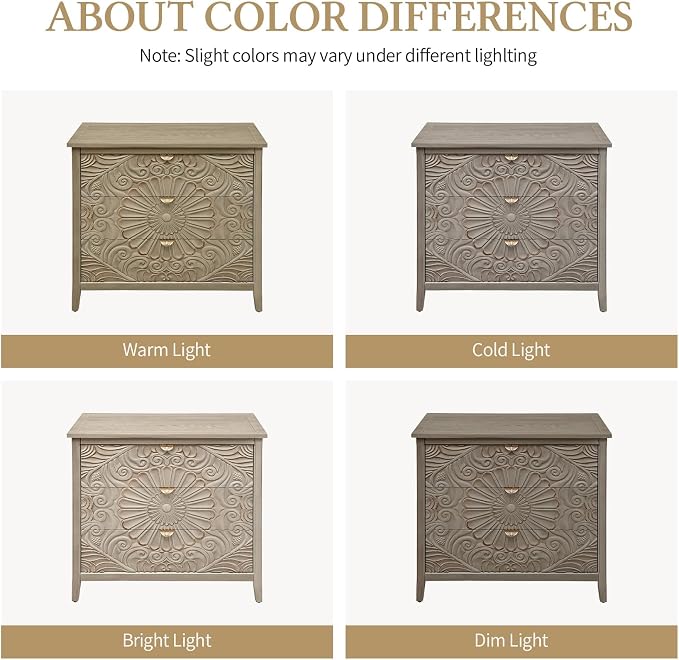 31.5" Carved 3-Drawer Cabinet - Image 5