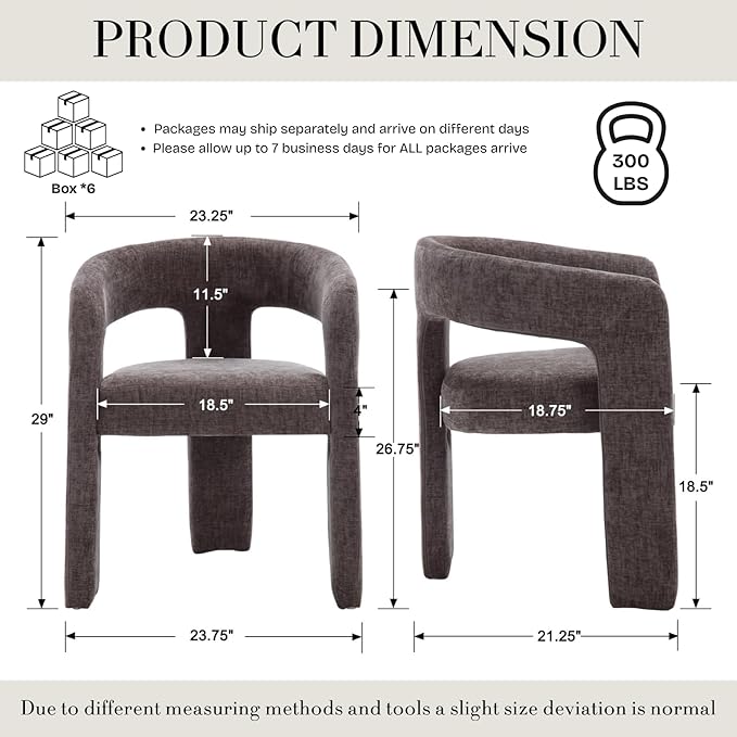 Modern Chenille Dining Chairs Set of 6, Upholstered Barrel Chairs - Image 2