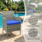3 Piece Outdoor Patio Furniture Set, All-Weather PE Rattan Wicker Chairs - Image 3