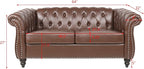 LEVNARY Leather Sofa, Chesterfield Tufted Upholstered 2 Seater Couch, Modern - Image 2