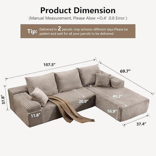 107.5" Cloud Sectional Couch - Image 2