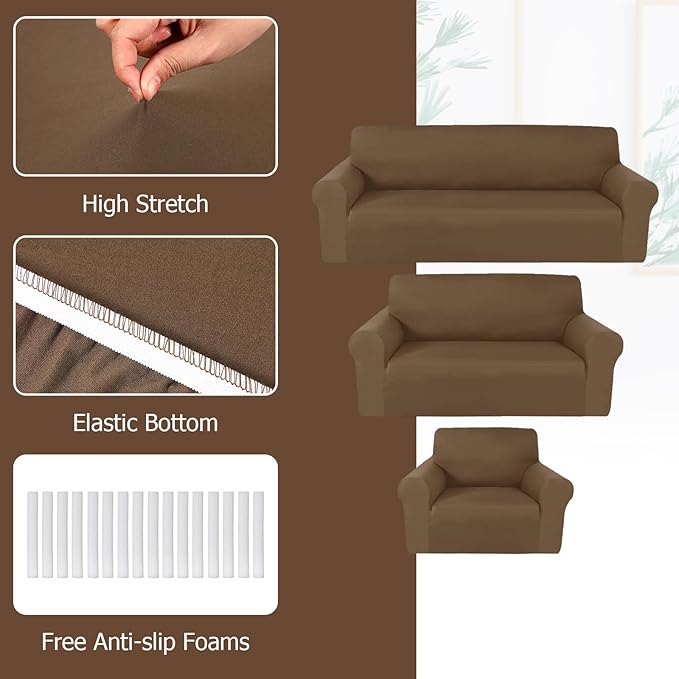 Peryiter 3 Pcs Couch and Loveseat Covers Set Sofa Cover - Image 4