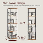 MAHANCRIS 4-Tier Rotating Bookshelf, Freestanding Corner Bookshelf, 360° - Image 5