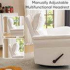 Rocking Chair Nursery with Adjustable Headrest, Manual Swivel Rocker Recliner - Image 6