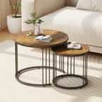 Garden 4 you Nesting Coffee Table, 23.6" Round Coffee Table Set of 2, Wooden by Garden4you