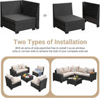 Jing's Villa 8-Piece Patio Furniture Set, All-Weather Outdoor Wicker Sectional - Image 8