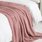 BOURINA Coral Pink Throw Blanket 50 x90 Inches Textured Solid Soft Sofa Throw - Image 5
