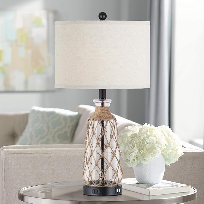 Ruzectt 25.5" Coastal Glass Table Lamps Set of 2, 3-Way Dimmable Touch Control - Image 6