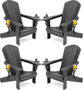 SERWALL Foldable Adirondack Chair Set of 4, HDPE Adirondack Chair by SERWALL