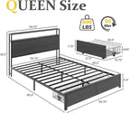 Lifezone Queen Bed Frame with 2-Tier Storage Headboard, Bedroom Metal Bed Frame - Image 2