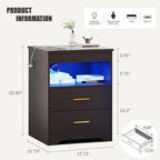 Night Stand with Gun Drawer, Charging Bedside Table with USB & Type-C Port - Image 2