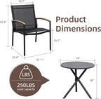 Shintenchi 3 Pieces Patio Bistro Sets, Outdoor Textilene Fabric Conversation - Image 6