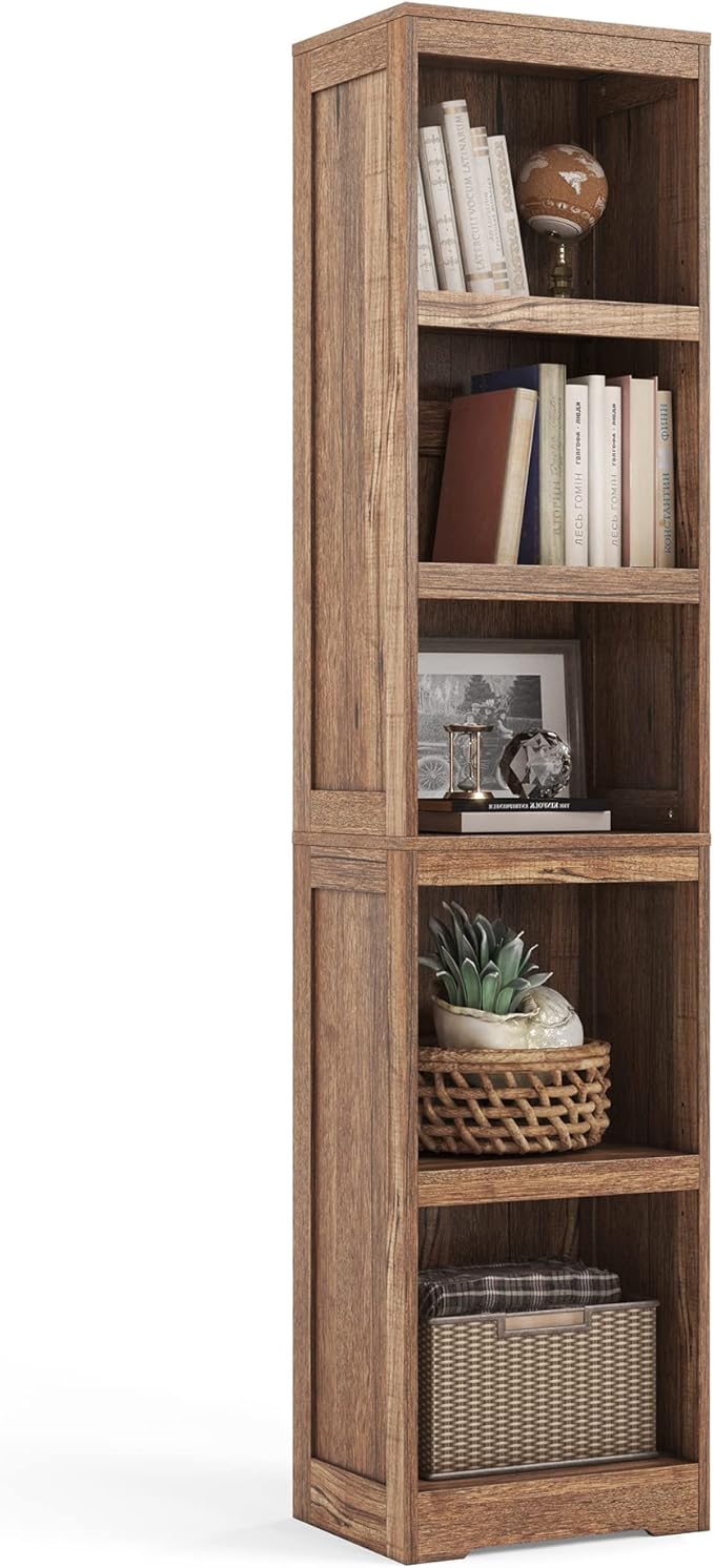 LINSY HOME 5-Shelf Bookcase, Narrow Bookshelves Floor Standing Display Storage by LINSYHOME