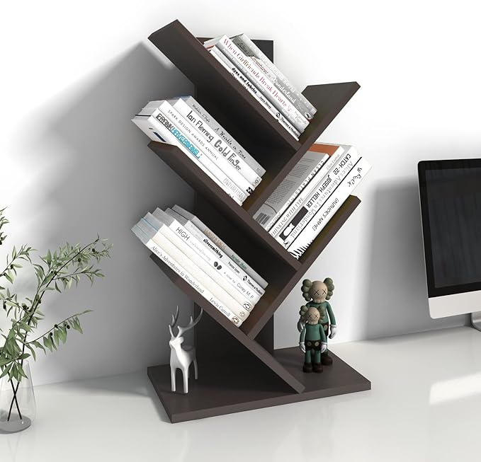 Godferyxin Book Tree Bookshelf, 5-Tier Wood Bookshelf Tree Bookcase by Godferyxin
