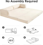 5-in-1 Convertible Sofa Bed, Corduroy Futon Couch Sleeper - Image 6
