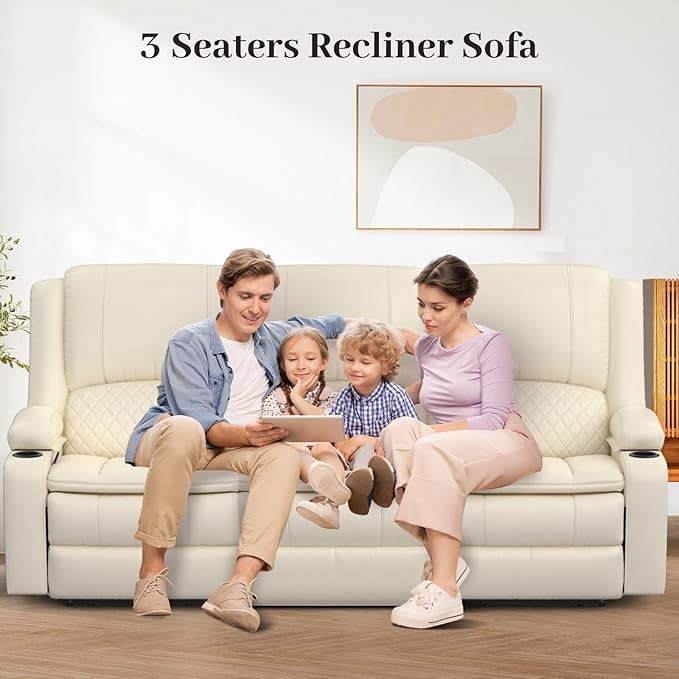 Yolsali Recliner Sofa, 3 Seater Manual Reclining Sofa - Image 8