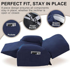 Oversized Recliner Chair Covers, 4-Piece Stretch Geometric Strokes Jacquard - Image 4