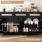HOKYHOKY Rattan Sideboard Buffet Cabinet, Boho Storage Cabinet - Image 5