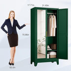 71" Metal Armoire Wardrobe Closet, Steel Clothing Storage Cabinet - Image 2