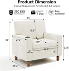 Mid Century Modern Accent Chairs Set of 2, Chenille Comfy Living Room Arm Chairs - Image 2