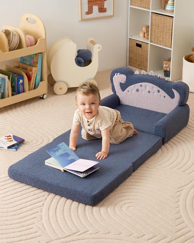 Blissful Diary Kids Couch, 2-in-1 Soft Toddler Couch Fold Out, Toddler Chair - Image 4