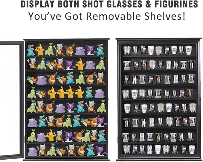 Shot Glass Storage Display Case Large Solid Wood Cabinet Rack Holder Wall - Image 4