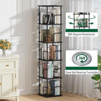 5-Tier Rotating Bookshelf, Freestanding Corner Bookshelf Industrial Style - Image 4